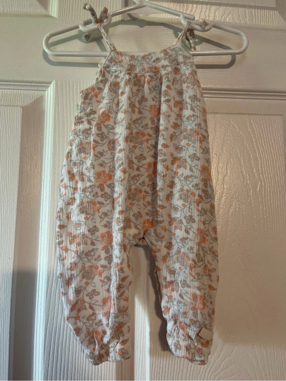 7 For All Mankind Cream Romper with Orange Floral Print